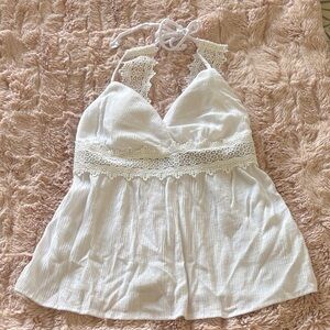 No Boundaries White Lace Trim Camisole